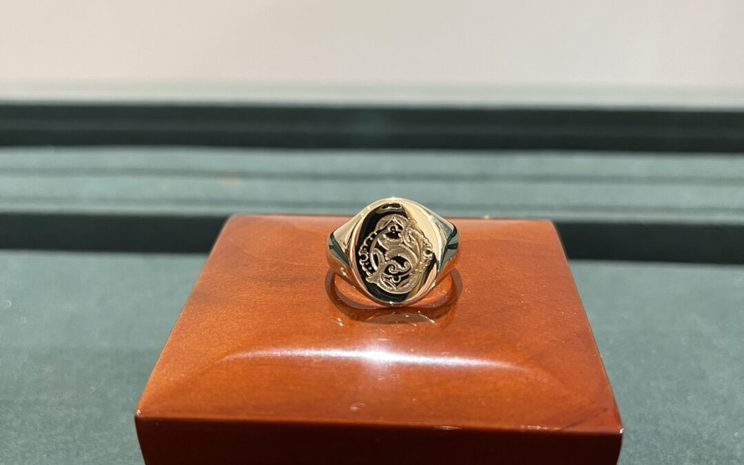 Signet Ring with Hand Engraved Design